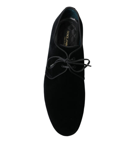 Dolce & Gabbana Elegant Black Velvet Derby Dress Shoes Dolce & Gabbana