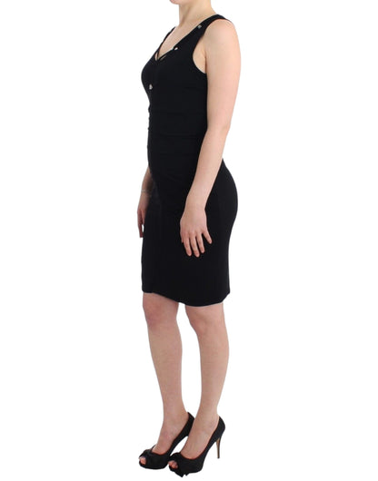 Roccobarocco Elegant Black Sheath Knee-Length Dress Roccobarocco