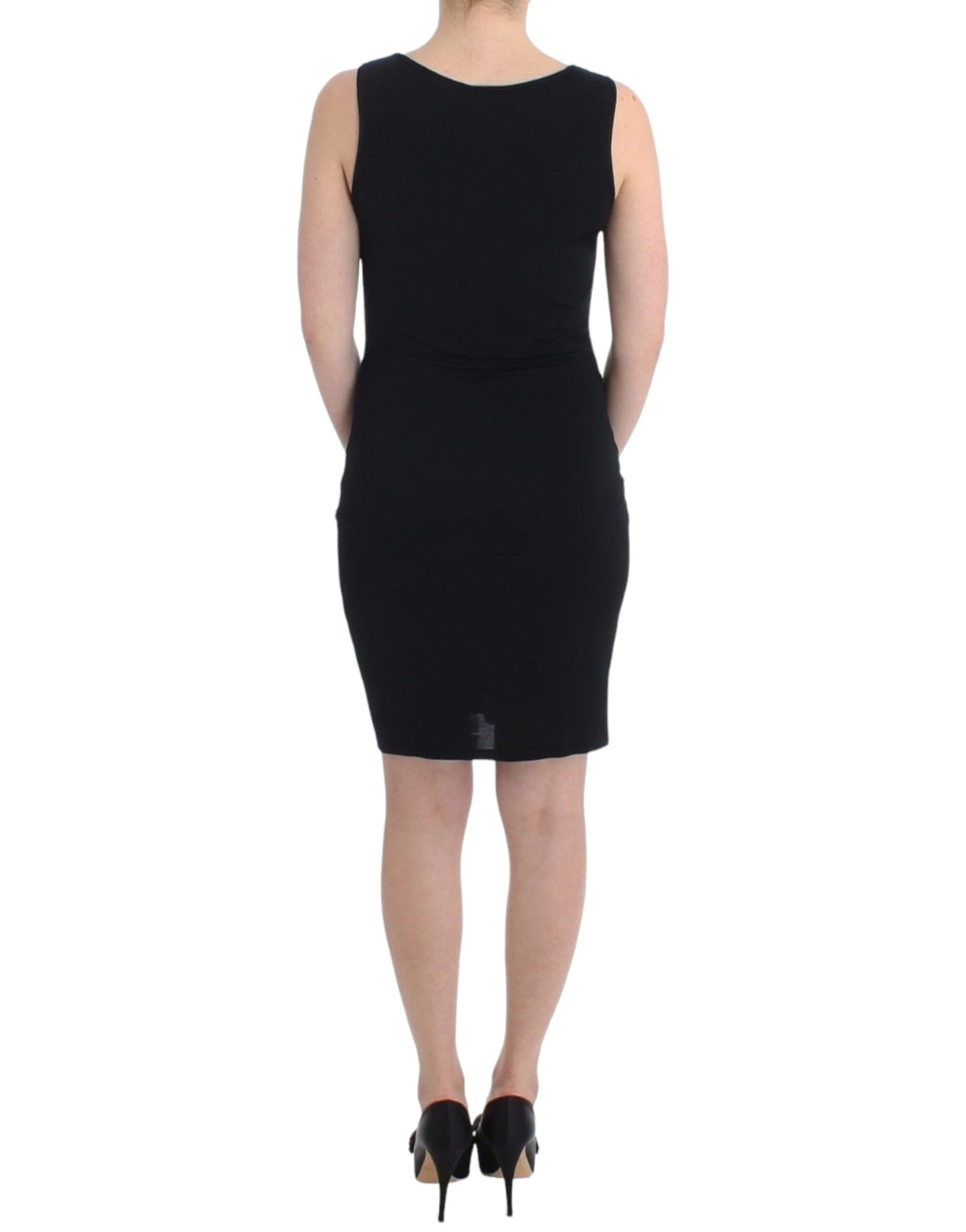 Roccobarocco Elegant Black Sheath Knee-Length Dress Roccobarocco