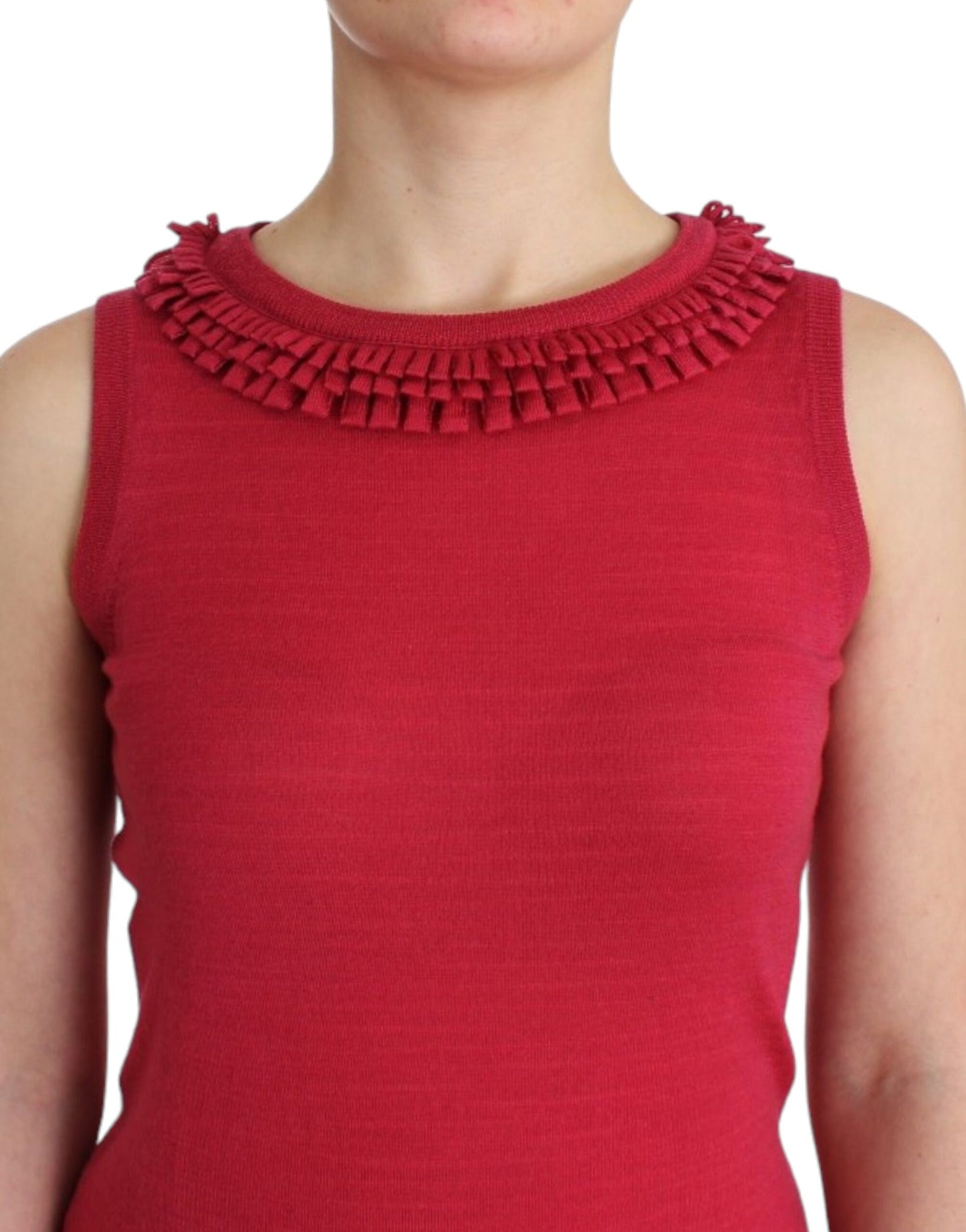 John Galliano Elegant Pink Sleeveless Wool Knit Top John Galliano