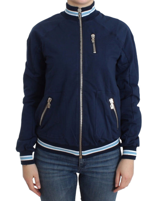 John Galliano Chic Blue Zip Cardigan with Logo Detail John Galliano