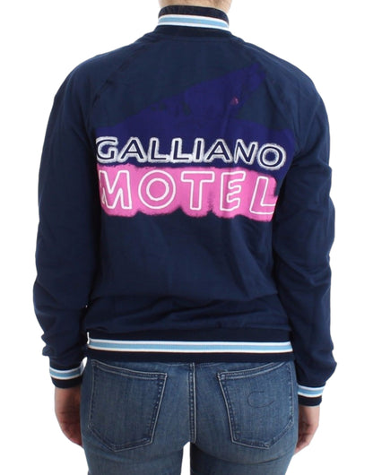 John Galliano Chic Blue Zip Cardigan with Logo Detail John Galliano