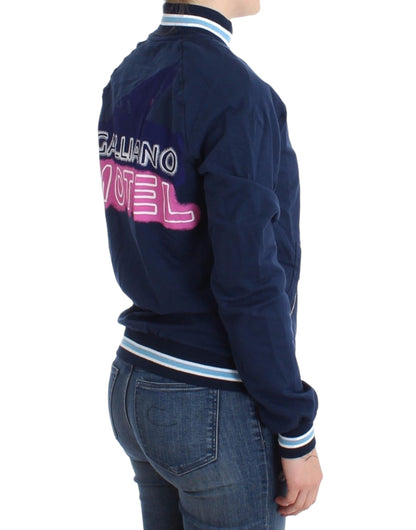 John Galliano Chic Blue Zip Cardigan with Logo Detail John Galliano