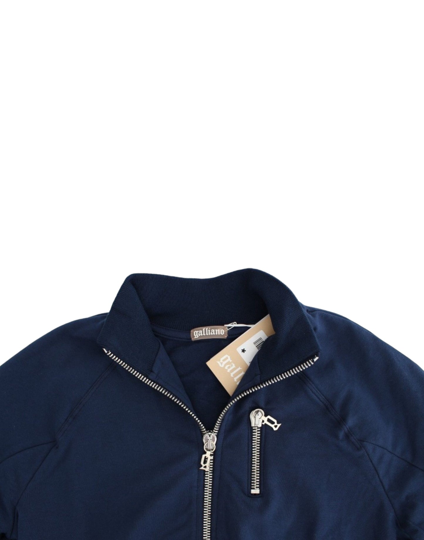 John Galliano Chic Blue Zip Cardigan with Logo Detail John Galliano