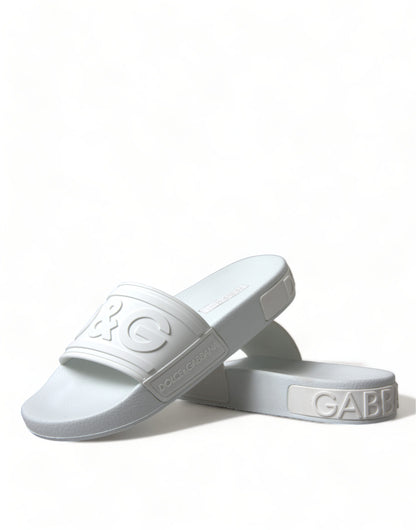 Dolce & Gabbana Elegant White Logo Slides Dolce & Gabbana