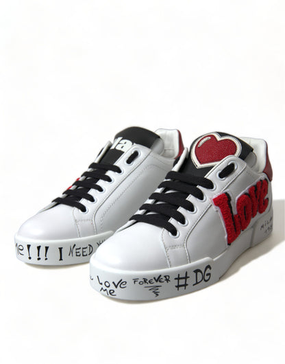 Dolce & Gabbana Chic White Portofino Leather Sneakers Dolce & Gabbana