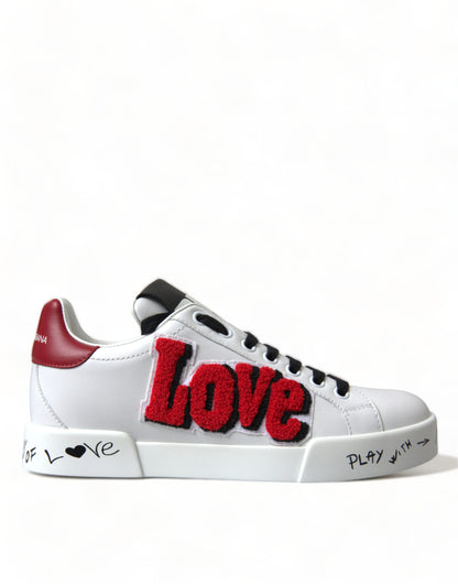 Dolce & Gabbana Chic White Portofino Leather Sneakers Dolce & Gabbana