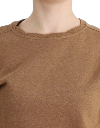 John Galliano Chic Brown Crewneck Cotton Sweater John Galliano