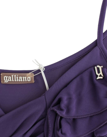 John Galliano Elegant Purple Jersey Cocktail Dress John Galliano