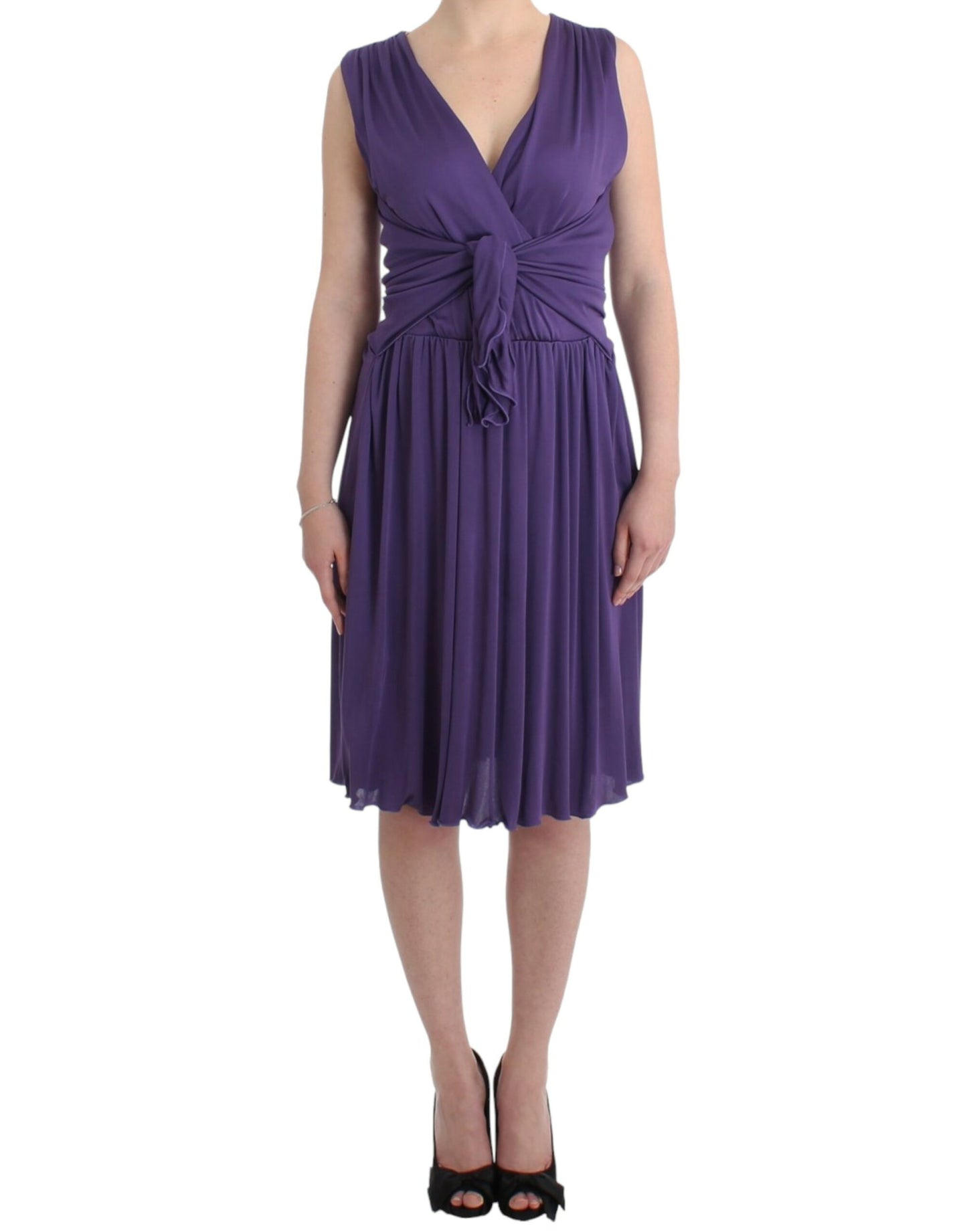 John Galliano Elegant Purple Knee-Length Jersey Dress John Galliano