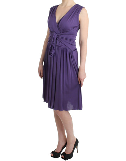 John Galliano Elegant Purple Knee-Length Jersey Dress John Galliano