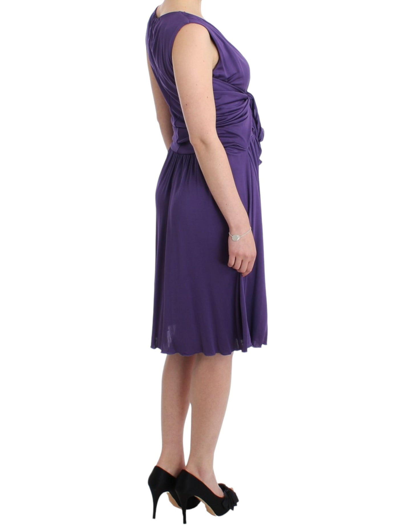 John Galliano Elegant Purple Knee-Length Jersey Dress John Galliano