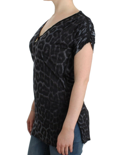 Cavalli Sultry Leopard V-Neck Modal Top Cavalli