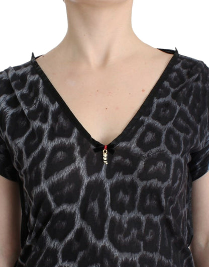 Cavalli Sultry Leopard V-Neck Modal Top Cavalli