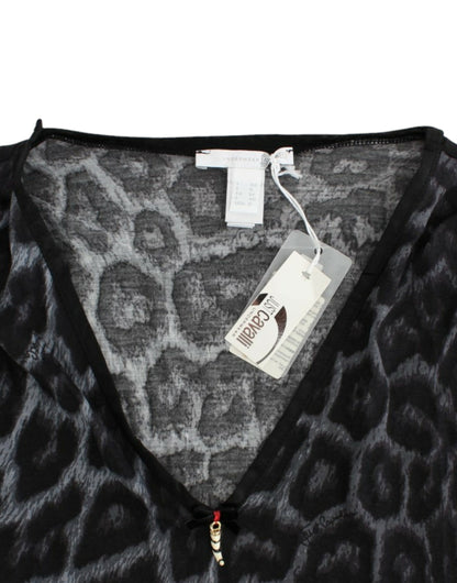 Cavalli Sultry Leopard V-Neck Modal Top Cavalli