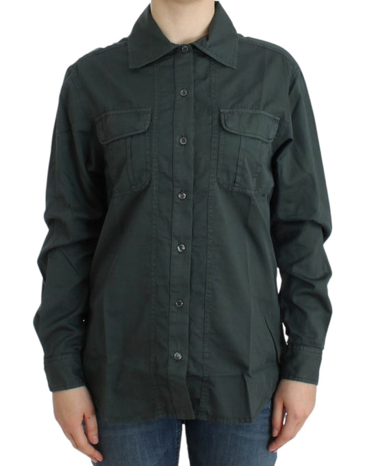 Cavalli Elegant Gray Cotton Button Down Shirt Cavalli