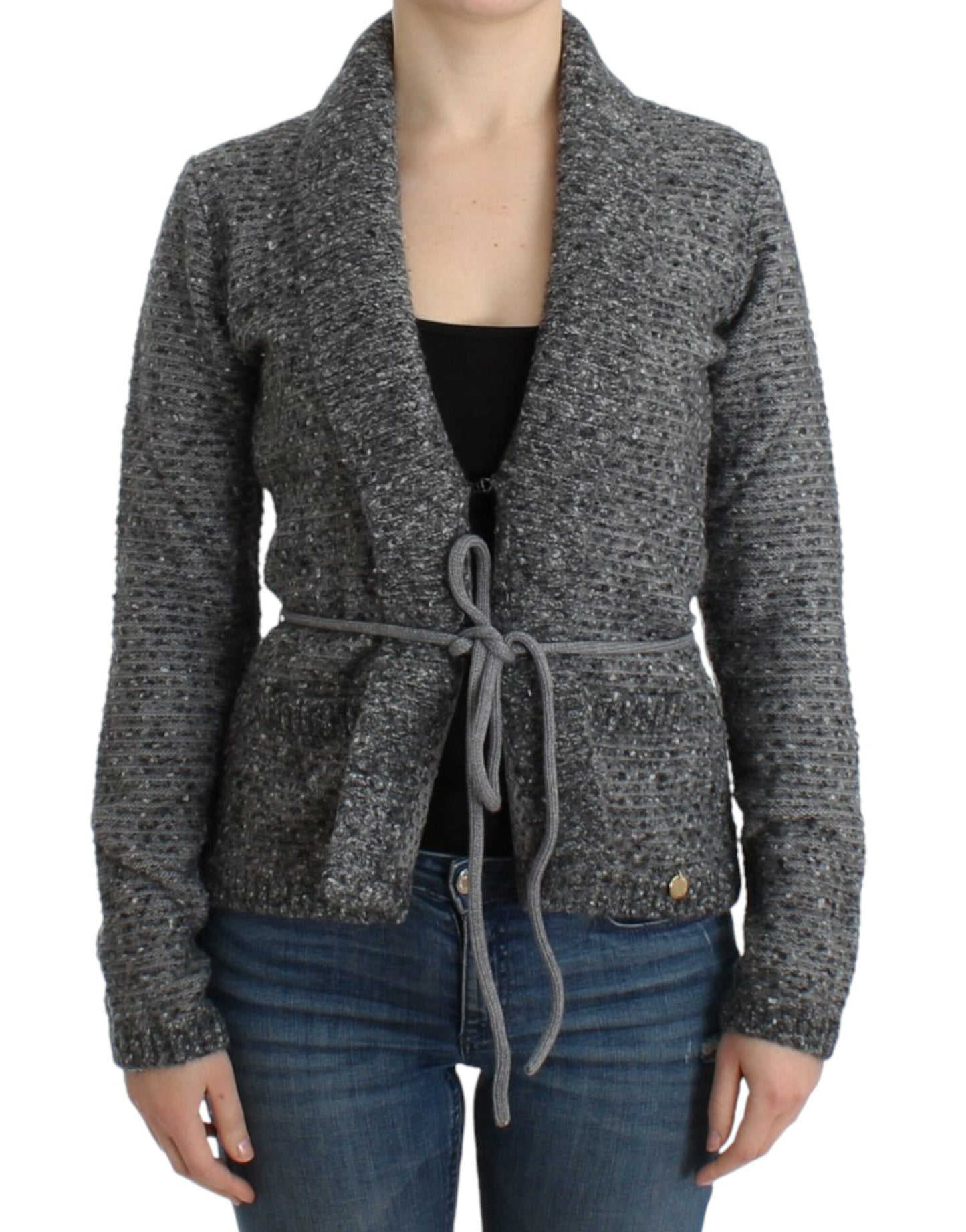 Cavalli Elegant Gray Wool Blend Cardigan Cavalli