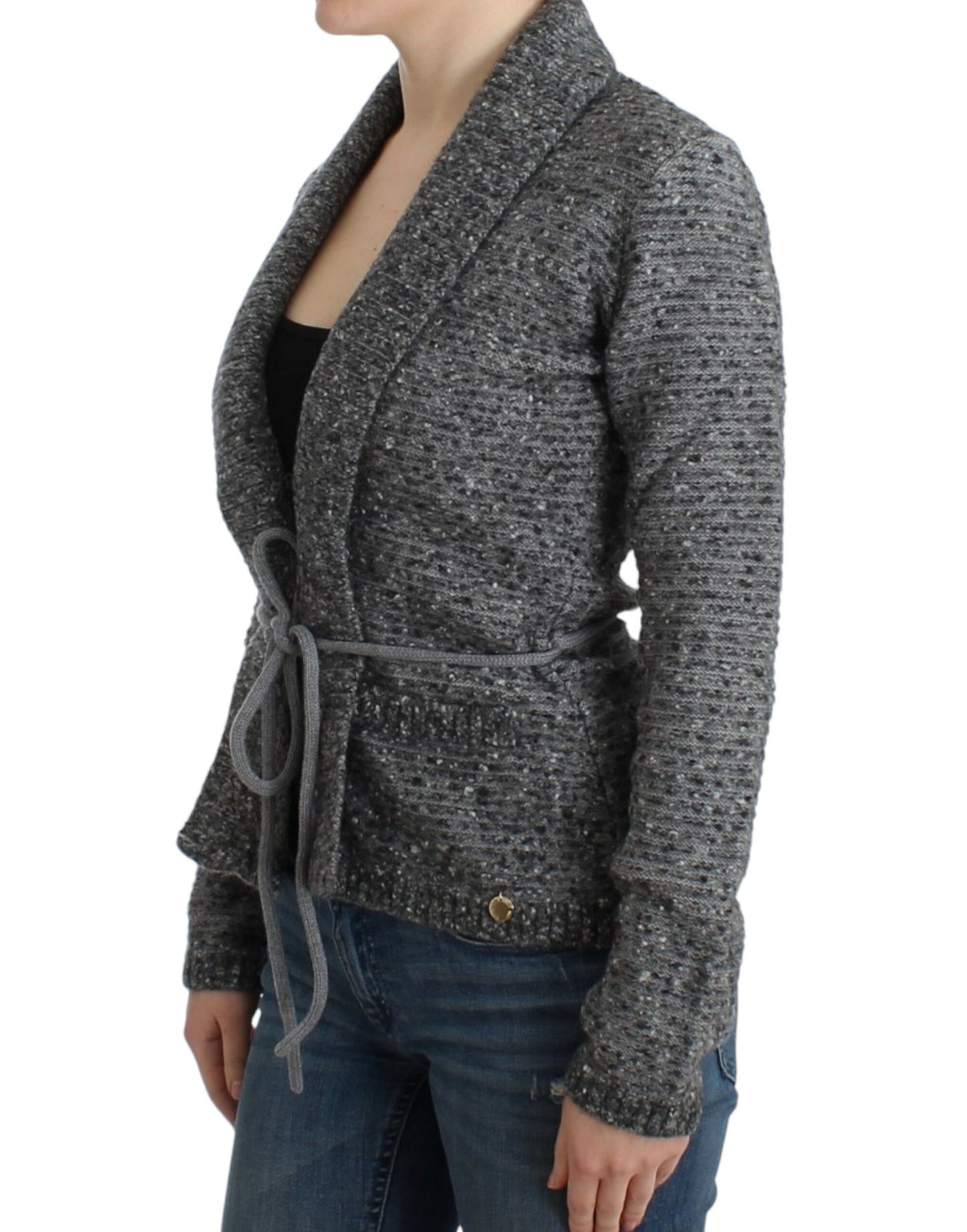 Cavalli Elegant Gray Wool Blend Cardigan Cavalli