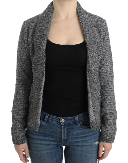 Cavalli Elegant Gray Wool Blend Cardigan Cavalli