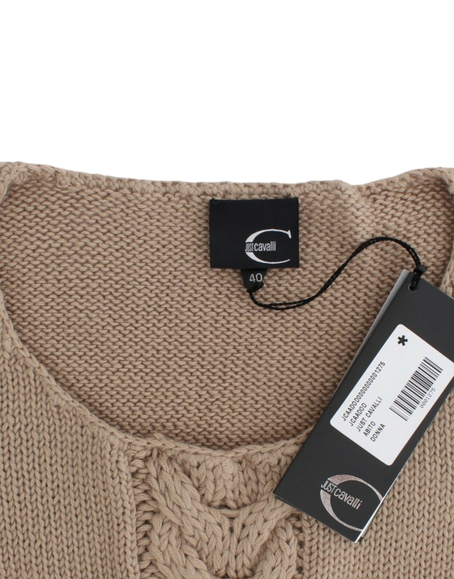 Cavalli Elegant Beige Knitted Crew Neck Sweater Cavalli