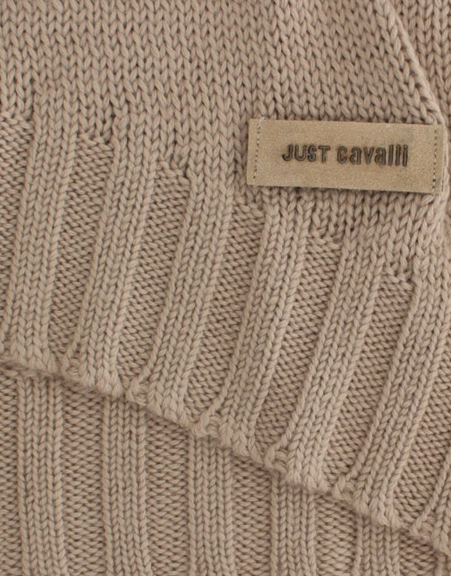 Cavalli Elegant Beige Knitted Crew Neck Sweater Cavalli