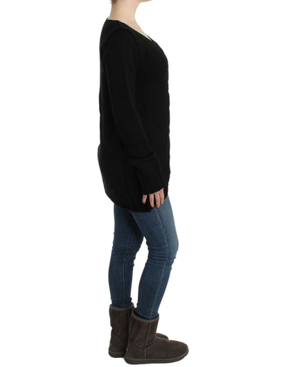 Cavalli Alluring Black Knitted Crew Neck Sweater Cavalli