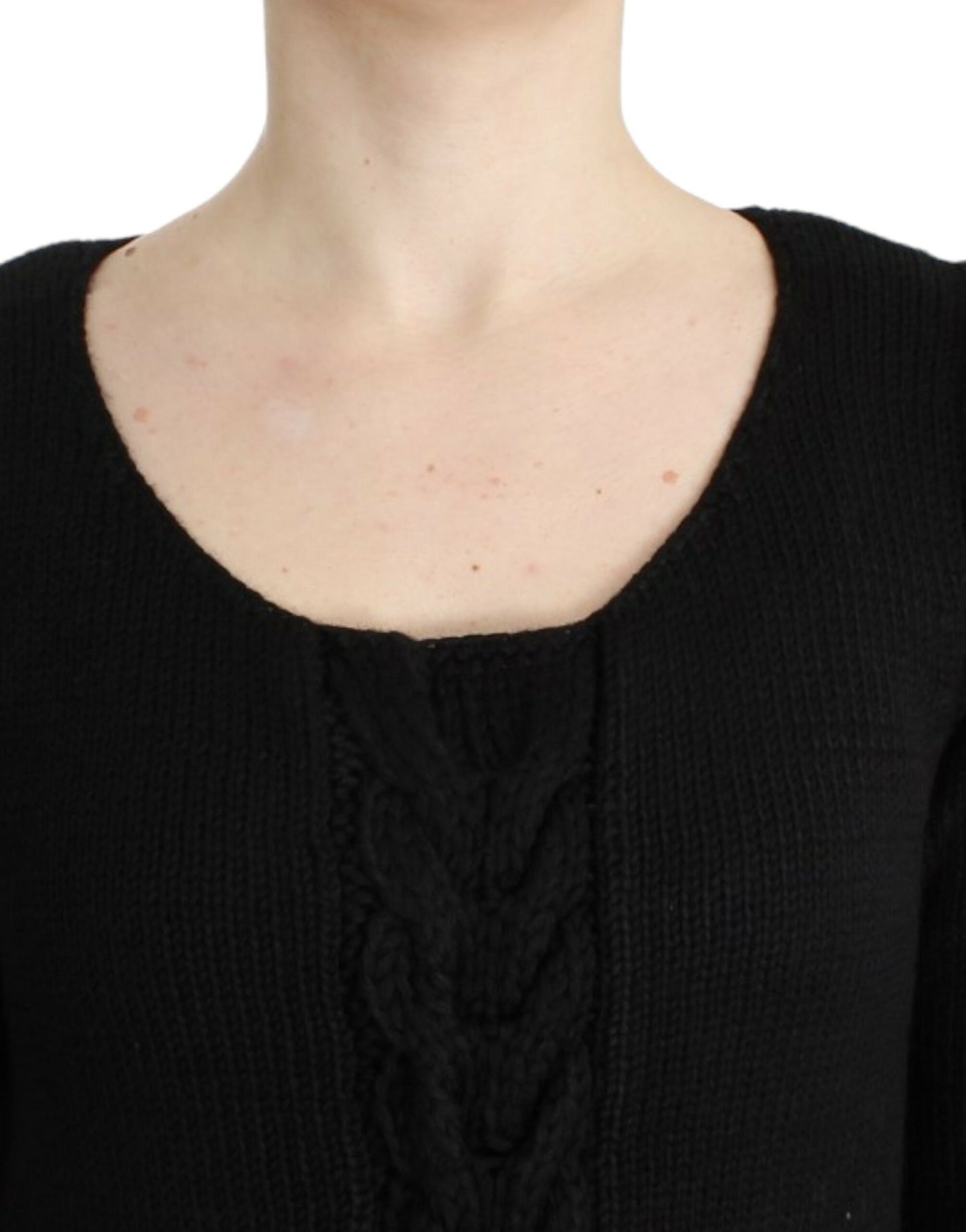 Cavalli Alluring Black Knitted Crew Neck Sweater Cavalli