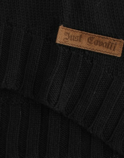 Cavalli Alluring Black Knitted Crew Neck Sweater Cavalli