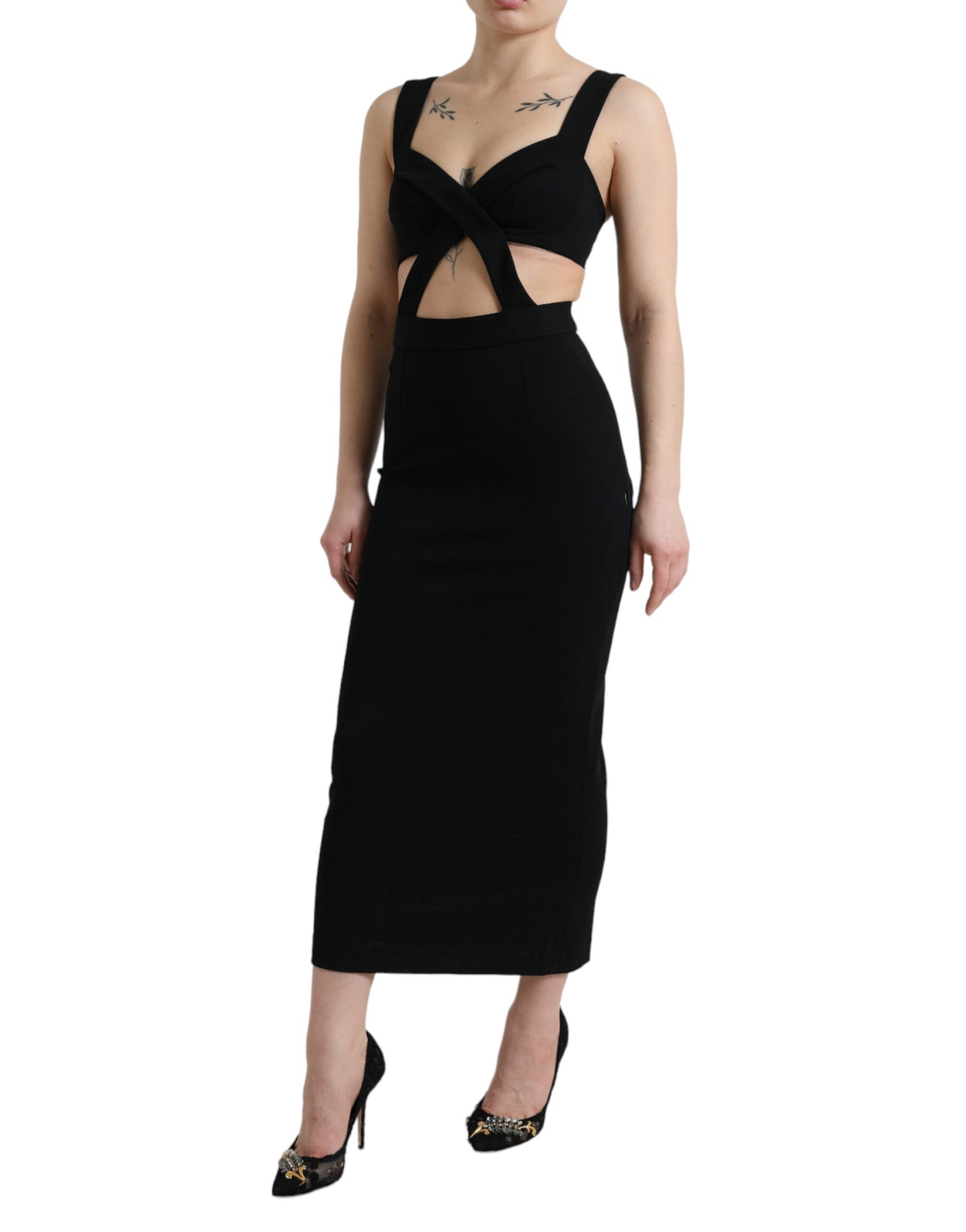 Dolce & Gabbana Glamorous Black Bodycon Midi Dress Dolce & Gabbana