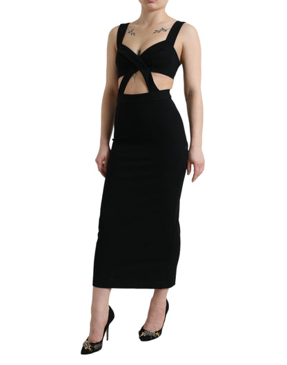 Dolce & Gabbana Glamorous Black Bodycon Midi Dress Dolce & Gabbana