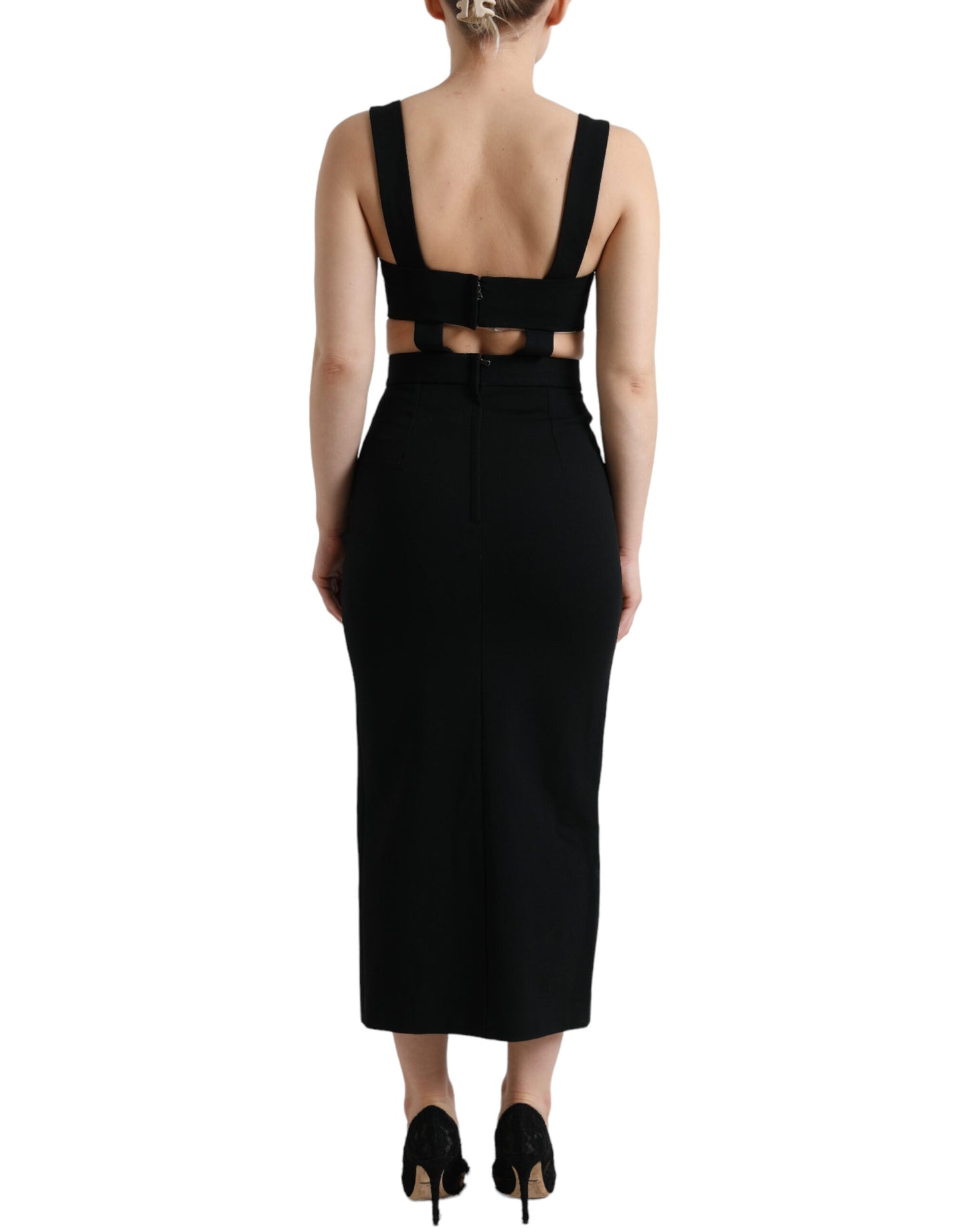 Dolce & Gabbana Glamorous Black Bodycon Midi Dress Dolce & Gabbana