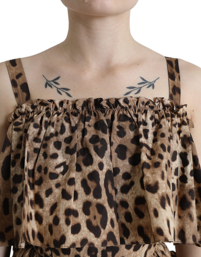 Dolce & Gabbana Leopard Print A-Line Cotton Dress Dolce & Gabbana