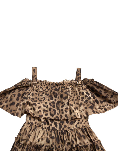 Dolce & Gabbana Leopard Print A-Line Cotton Dress Dolce & Gabbana