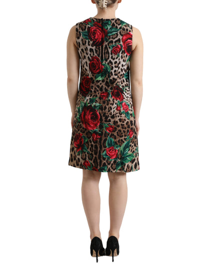 Dolce & Gabbana Elegant Leopard Floral A-Line Dress Dolce & Gabbana