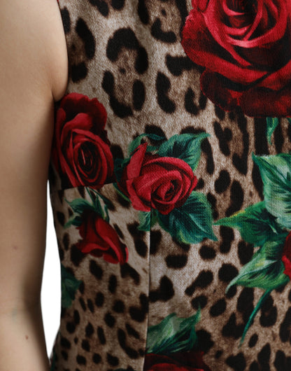 Dolce & Gabbana Elegant Leopard Floral A-Line Dress Dolce & Gabbana