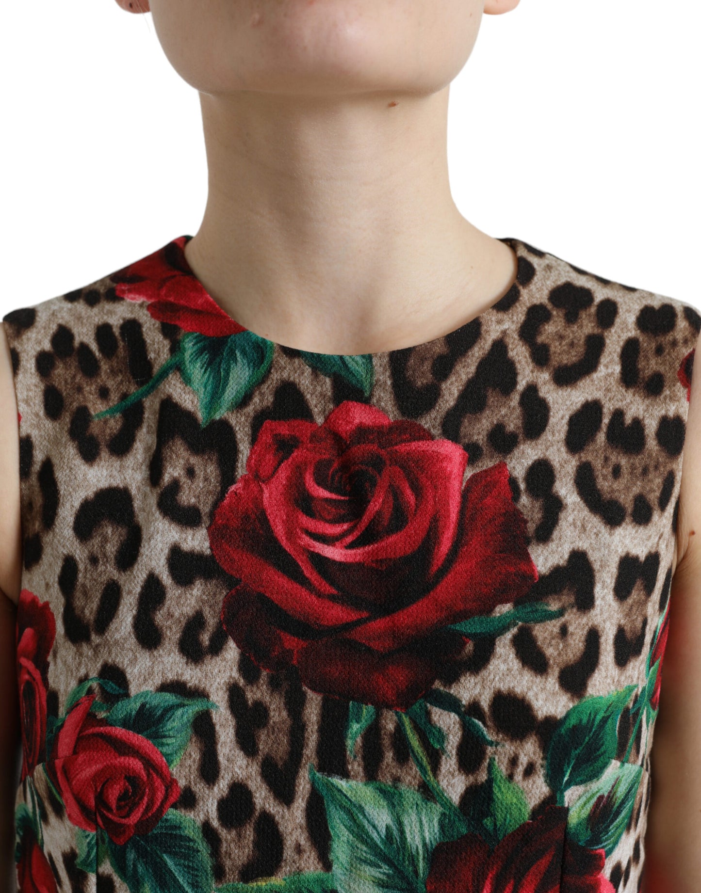 Dolce & Gabbana Elegant Leopard Floral A-Line Dress Dolce & Gabbana