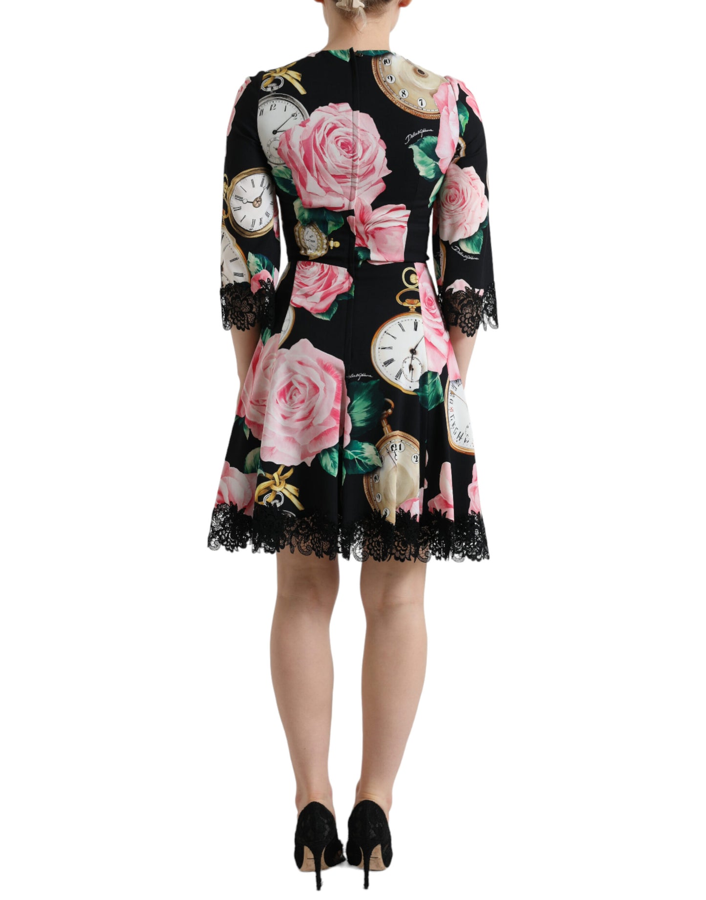 Dolce & Gabbana Enchanting Floral A-Line Dress with Sequined Detail Dolce & Gabbana