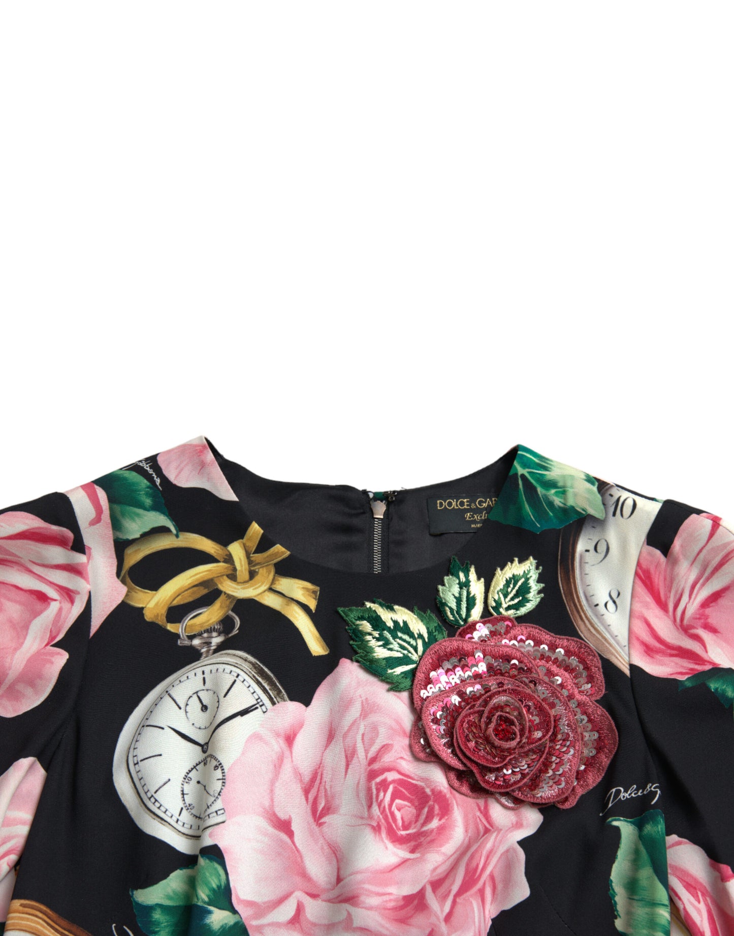 Dolce & Gabbana Enchanting Floral A-Line Dress with Sequined Detail Dolce & Gabbana