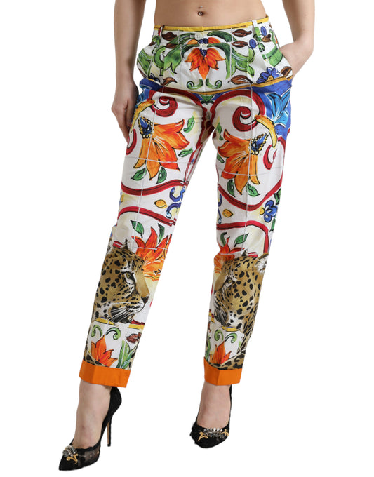 Dolce & Gabbana Majolica Print Tapered Cotton Pants Dolce & Gabbana