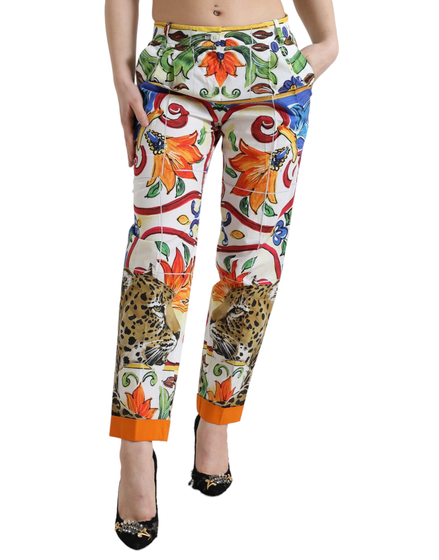 Dolce & Gabbana Majolica Print Tapered Cotton Pants Dolce & Gabbana