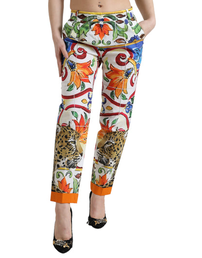 Dolce & Gabbana Majolica Print Tapered Cotton Pants Dolce & Gabbana