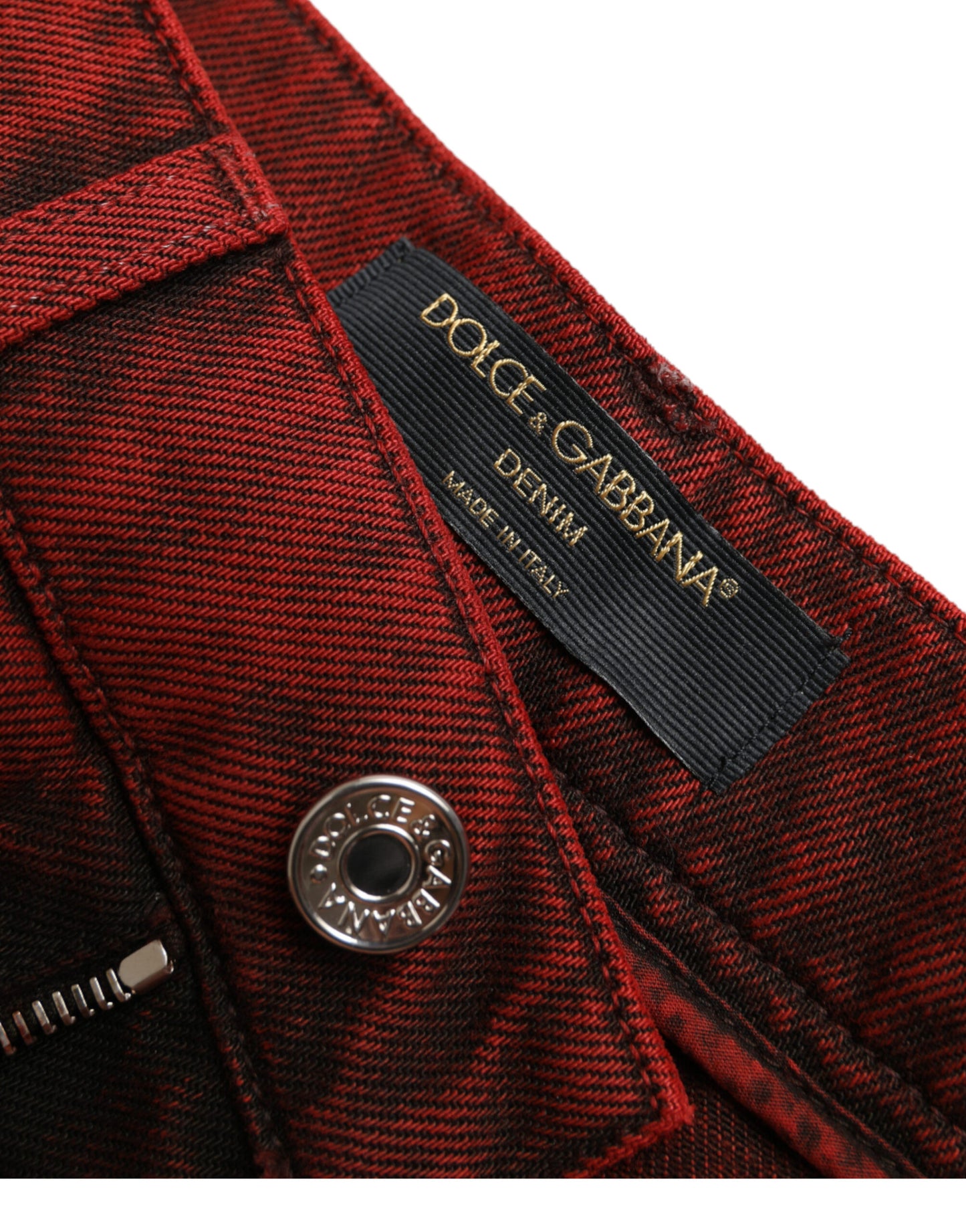 Dolce & Gabbana High Waist Red Denim Hot Pants Shorts Dolce & Gabbana