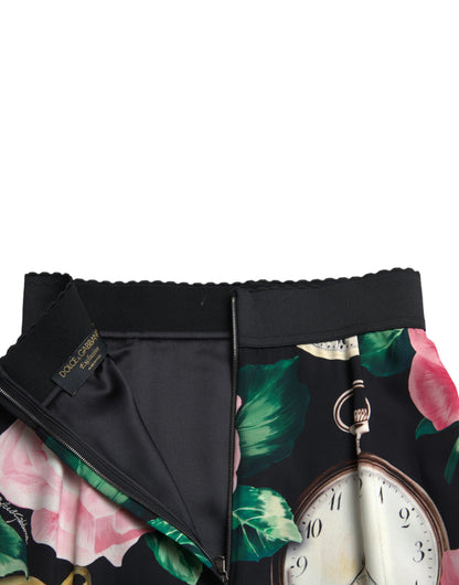 Dolce & Gabbana High Waist Silk Pencil Midi Skirt with Floral Print Dolce & Gabbana