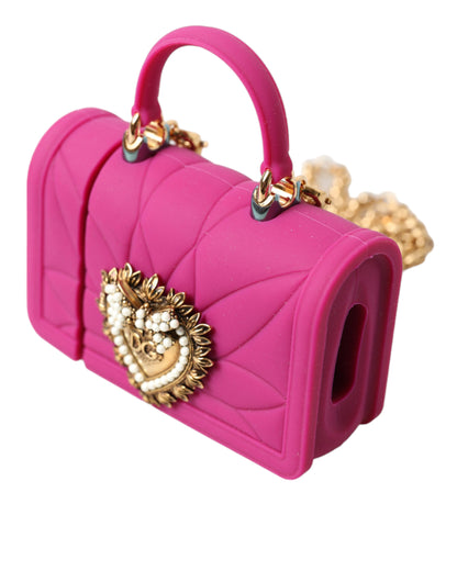 Dolce & Gabbana Chic Quilted Silicone Airpods Case - Pink & Gold Dolce & Gabbana