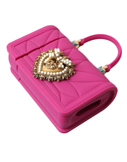 Dolce & Gabbana Chic Quilted Silicone Airpods Case - Pink & Gold Dolce & Gabbana