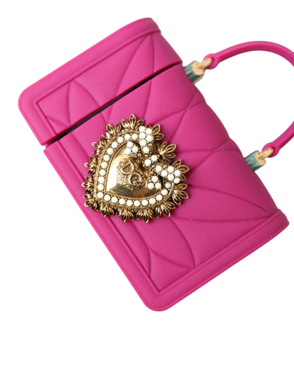 Dolce & Gabbana Chic Quilted Silicone Airpods Case - Pink & Gold Dolce & Gabbana