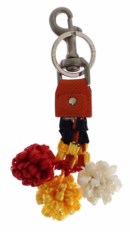 Dolce & Gabbana Chic Multicolor Raffia & Leather Keychain Dolce & Gabbana