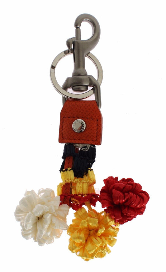 Dolce & Gabbana Chic Multicolor Raffia & Leather Keychain Dolce & Gabbana