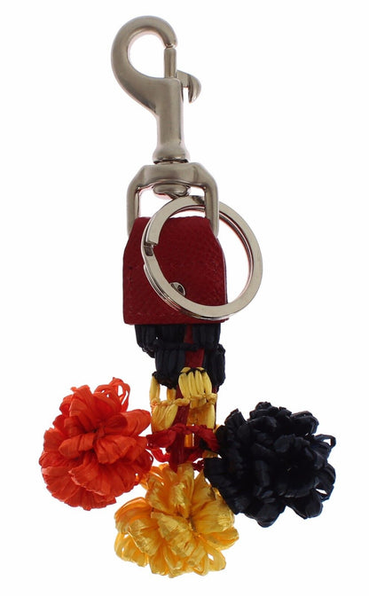 Dolce & Gabbana Multicolor Sicily Raffia Leather Keychain Dolce & Gabbana