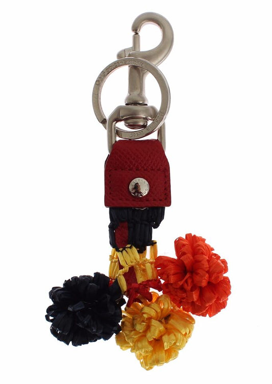 Dolce & Gabbana Multicolor Sicily Raffia Leather Keychain Dolce & Gabbana